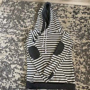 Gray and white striped hoodie